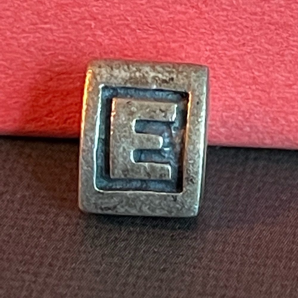 Pandora block E letter charm
